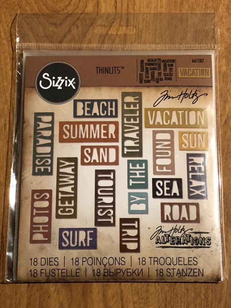 Vacation Words, Block, Sizzix, Thinlits, 18 Piece Dies Set, By Tim Holtz 661287 For Cardmaking