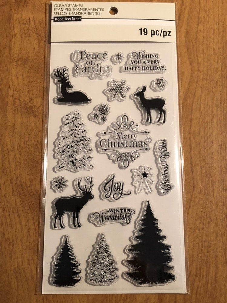 Recollections Christmas 19 Piece Clear Stamps