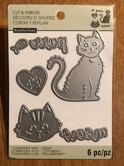 Recollections Cat 6 Piece Cut and Emboss Die Set