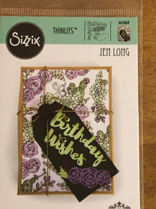 Sizzix, Thinlits, Birthday Wishes, Set of 5 Dies By Jen Long 661868 For Card Making