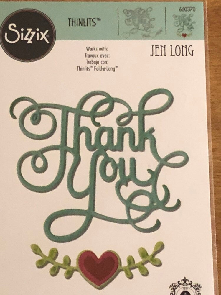 Thank You With Hearts Sizzix Thinlits 3 Dies By Jen Long 660370