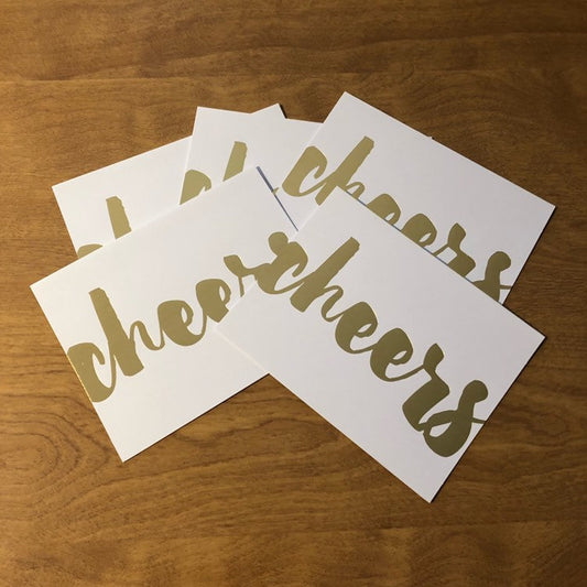 Cheers Gold Foil Blank Card 5 Pack