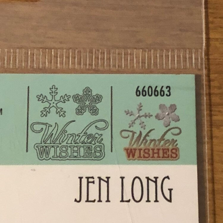 Winter Wishes and Snowflakes, Sizzix 2 Piece Thinlits Dies Set, By Jen Long 660663 For Making Christmas Cards