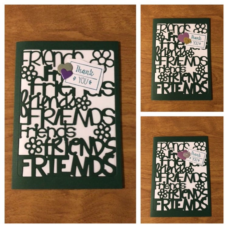 Friends Thank You Card, Handmade Cards Choice of 1 or all 3 4x5.75" 10.5x15cm.