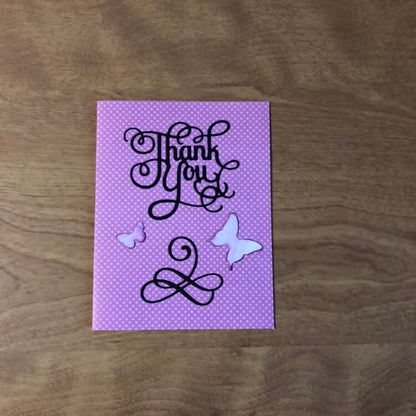 Butterflies Thank You Card Handmade, Choice of 1 or all 3 4.25" x 5.5" 10.7 cm x 13.9 cm.