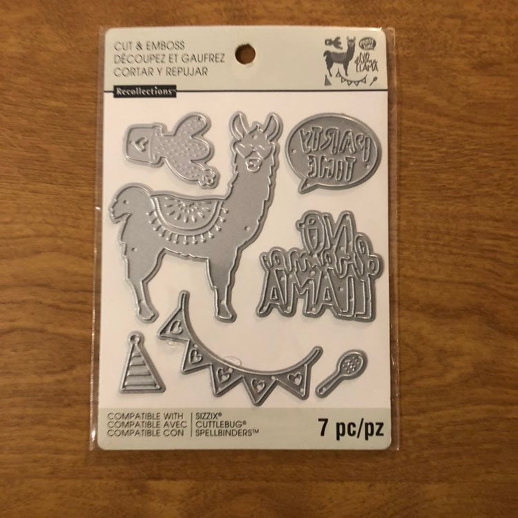 Llama, No Drama, Llama Party Time, Recollections, 7 Pieces Dies, Cut and Emboss Set 542699 For Card Making Birthday Cards