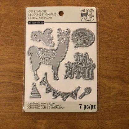 Llama, No Drama, Llama Party Time, Recollections, 7 Pieces Dies, Cut and Emboss Set 542699 For Card Making Birthday Cards