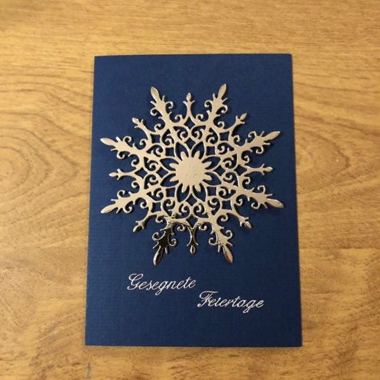 Schneeflocke Gesegnete Feiertage Karte Deutsche Weihnachtskarte Handgemacht, German Snowflake Blessed Holidays, Christmas Card Handmade