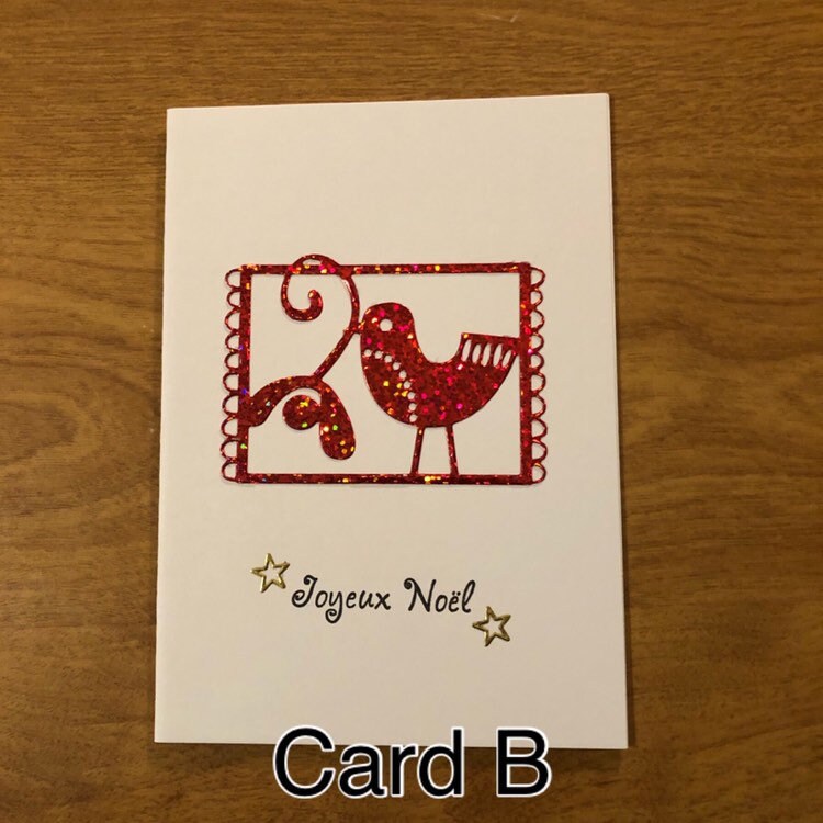 Joyeux Noël, Carte De Noël, Français Fait Main, Bonnes Fêtes, Colombe, Handmade French Christmas Cards, Merry Christmas, Dove Christmas Card