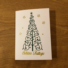 Load image into Gallery viewer, Schöne Festtage Weihnachtsbaum Sternen Deutsche Weihnachtskarte Handgemach,t Happy Holidays German Christmas Tree Christmas Cards Handmade