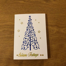 Load image into Gallery viewer, Schöne Festtage Weihnachtsbaum Sternen Deutsche Weihnachtskarte Handgemach,t Happy Holidays German Christmas Tree Christmas Cards Handmade