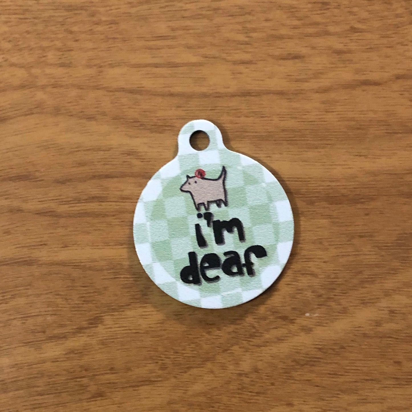 I'm Deaf Dog Cat ID Tag Large Circle Personalized Aluminum Tag Diamond Engraved Cat Tag Dog Tag Kitty Tag Puppy Tag