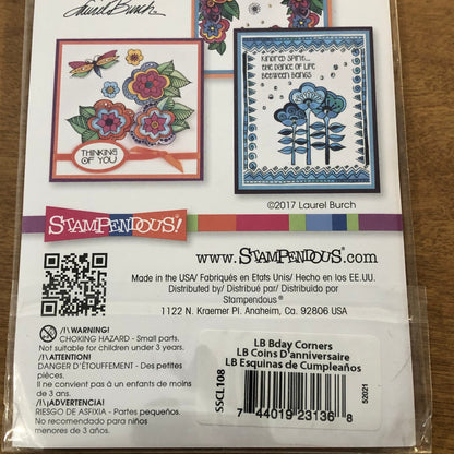 Stampendous Birthday Corners by Laurel Burch Clear Stamp Set SSCL108