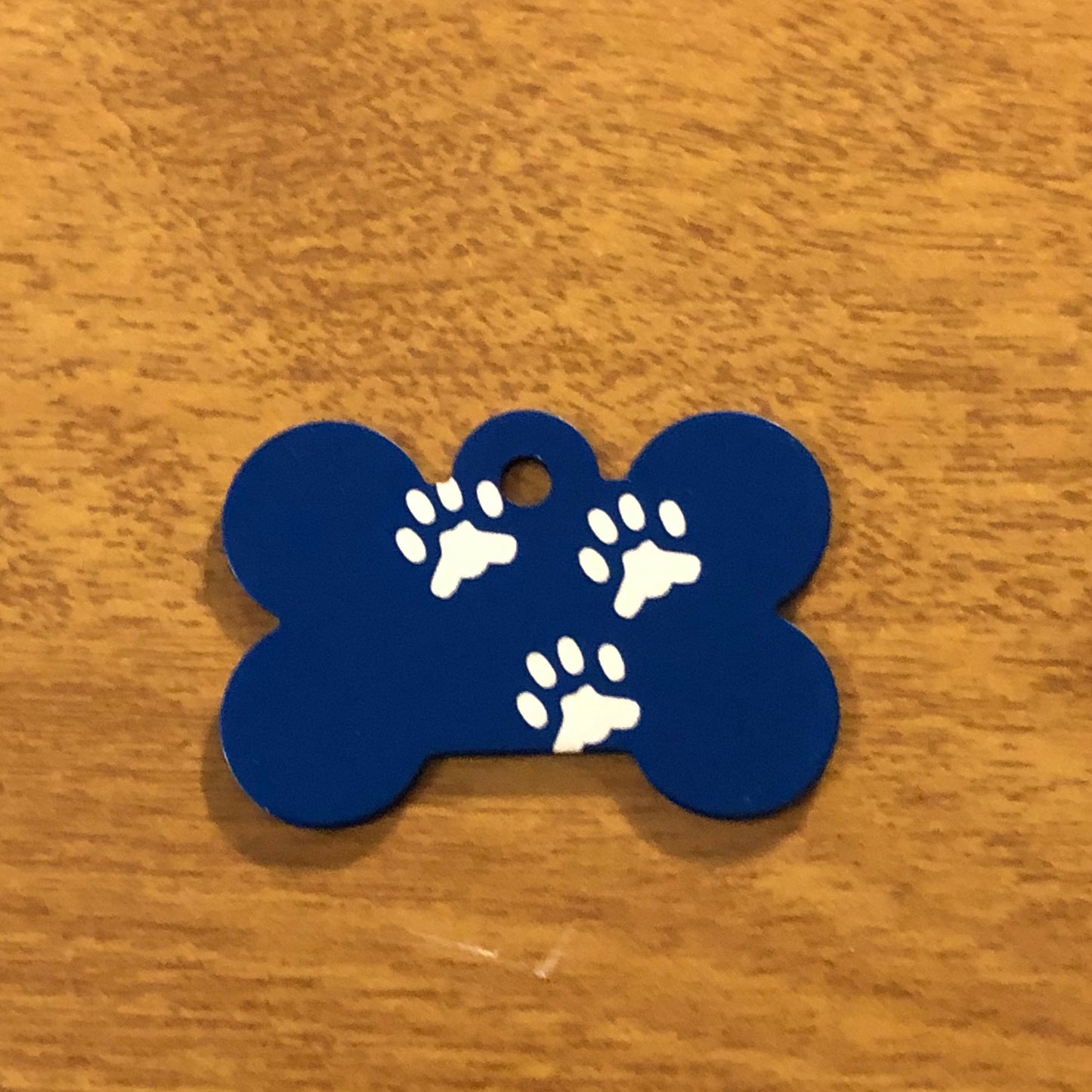 Paw Prints Pattern Design, Large Blue Bone Aluminum Tag, Personalized Diamond Engraved, Dog Tag, Puppy Tag, ID Tag, Tag for Dog Collar