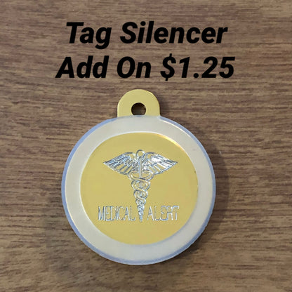 Medical Alert, Large Circle Personalized Aluminum Tag, Diamond Engraved, ID For Bags, Backpacks, Key Chains. CAzAPLCT