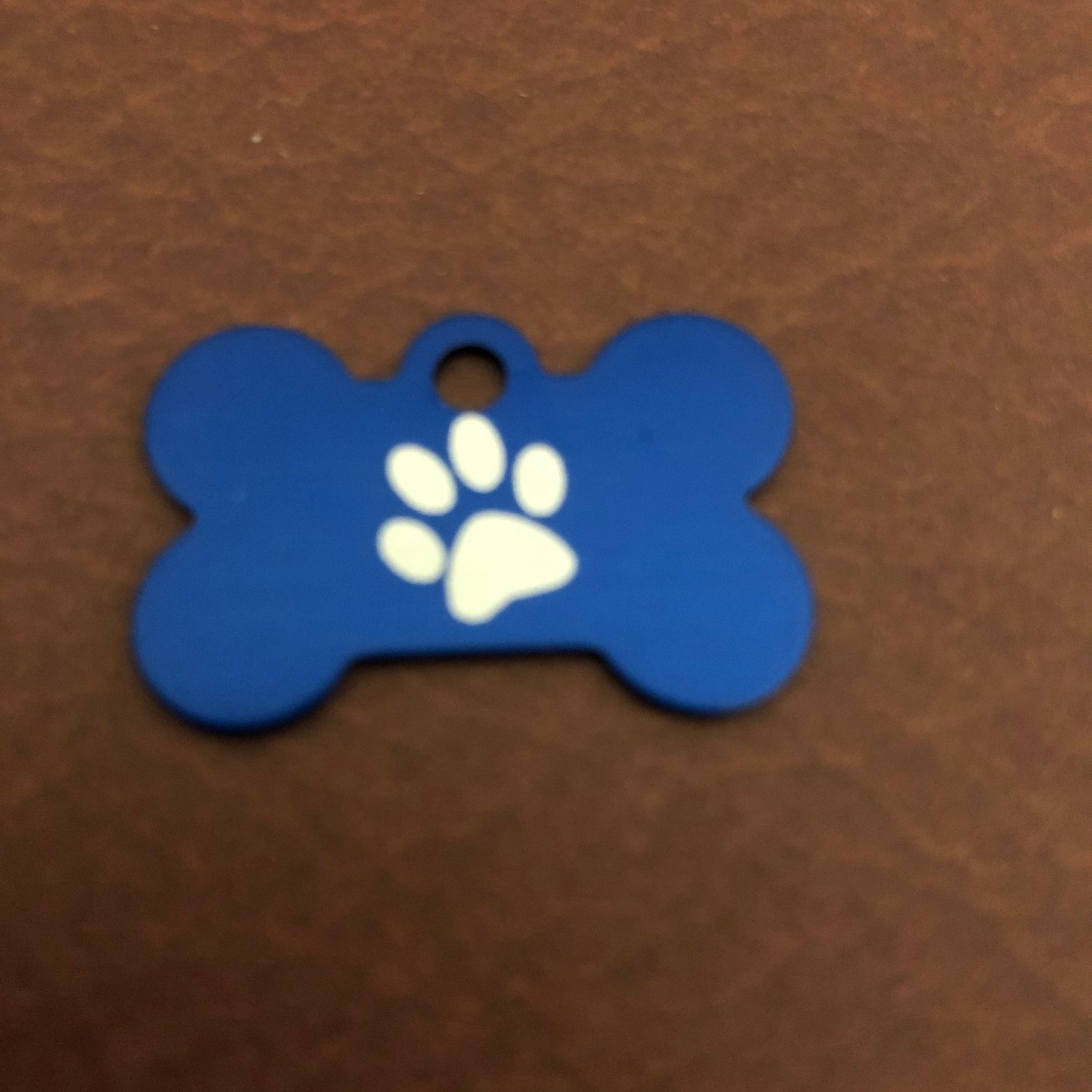 Paw Print Pattern Design, Small Blue Bone, Personalized Aluminum Tag, Diamond Engraved, Dog Tag, Pet Tag, ID Tags, For Dog Collars, SPPSBB