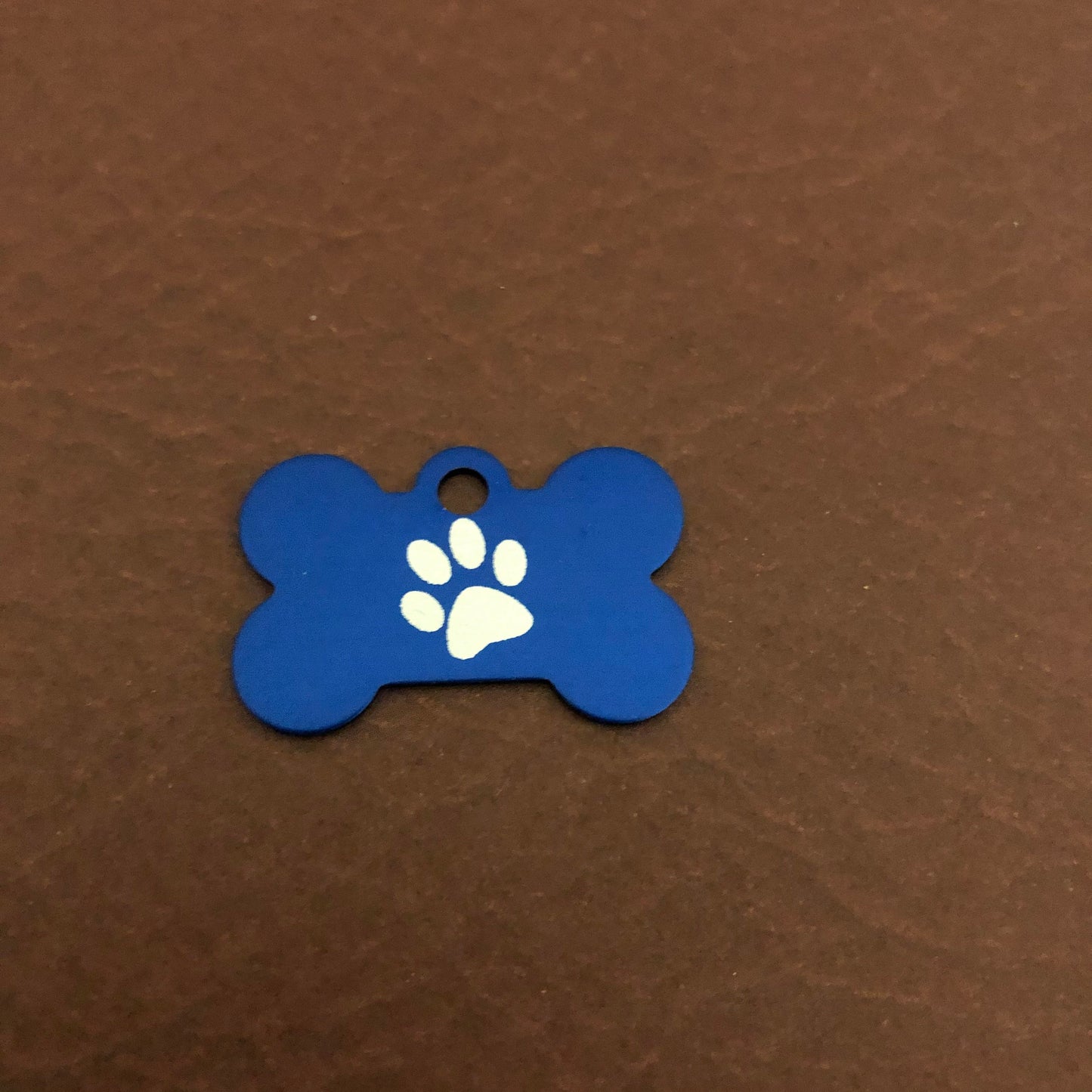 Paw Print Pattern Design, Small Blue Bone, Personalized Aluminum Tag, Diamond Engraved, Dog Tag, Pet Tag, ID Tags, For Dog Collars, SPPSBB