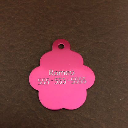 Paw Print Tag, Paw Shaped Tag, Dog, Cat, Puppy, Kitten, Small Animal and Pet Id Tag Personalized Diamond Engraved Aluminum Tags