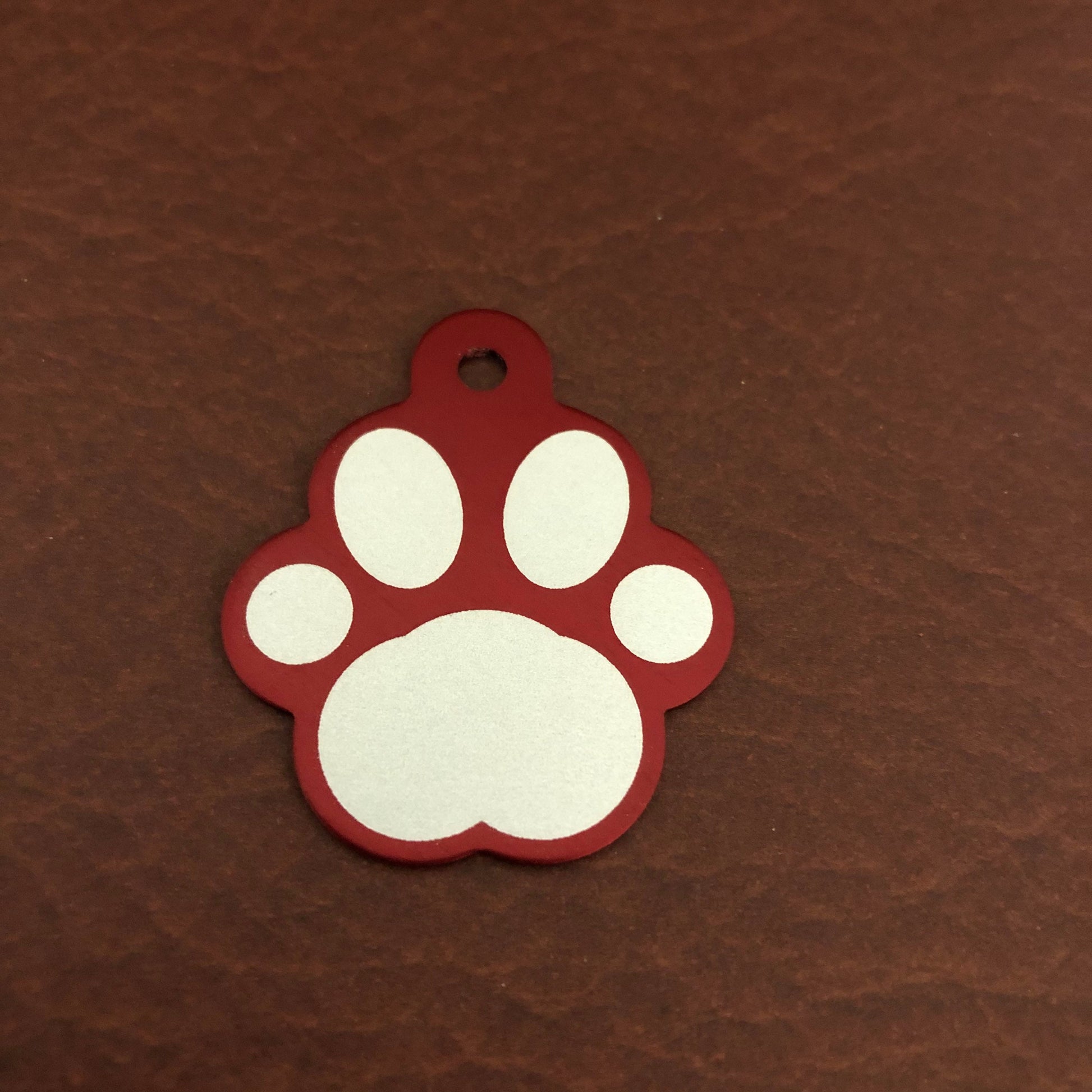 Paw Print Tag, Paw Shaped Tag, Dog, Cat, Puppy, Kitten, Small Animal and Pet Id Tag Personalized Diamond Engraved Aluminum Tags