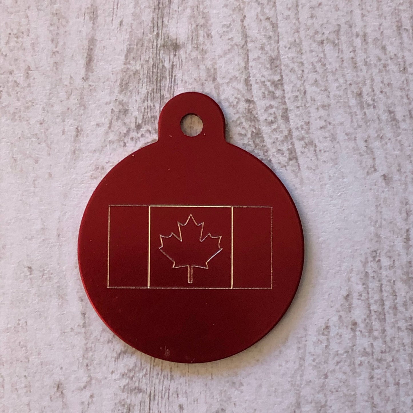 Canadian Flag Large Circle Aluminum Tag Personalized Diamond Engraved Pet Cat Dog ID Tag for Backpacks, Key Chains Keychain Collars CA2APLCT