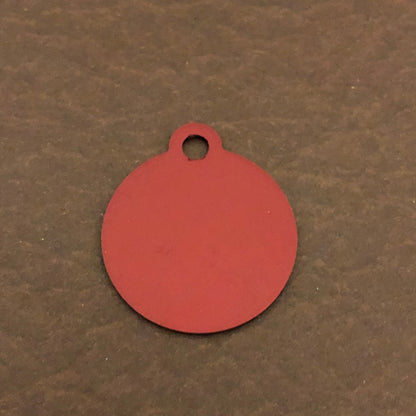 Scratch Behind The Ears, Please Small Red Circle Aluminum Tag, Personalized Diamond Engraved, Cat Dog ID Tag, For Dog Collar, For Cat Collar