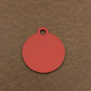 Scratch Behind The Ears, Please Small Red Circle Aluminum Tag, Personalized Diamond Engraved, Cat Dog ID Tag, For Dog Collar, For Cat Collar
