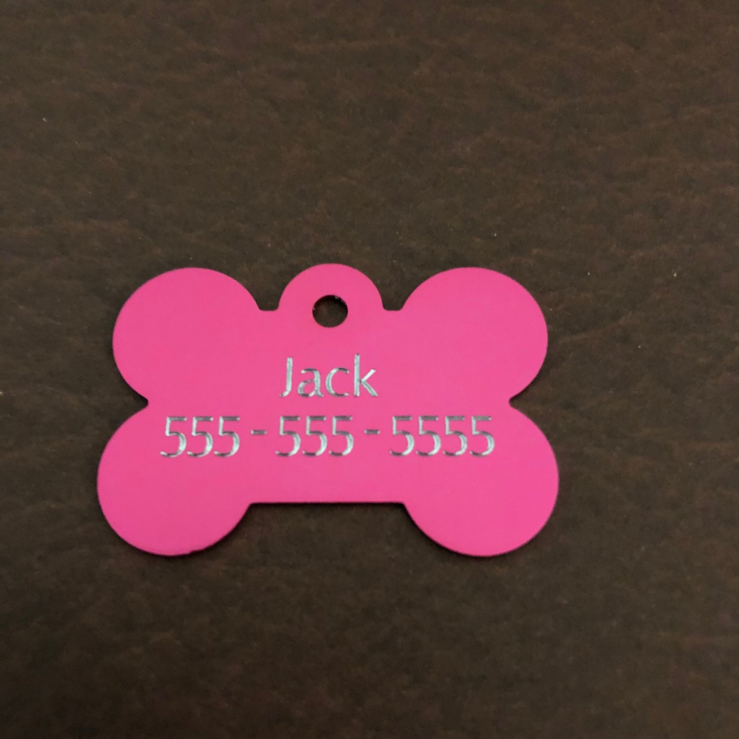 Multi Paw Prints Pattern Design, Large Pink Bone, Personalized Aluminum Tag, Diamond Engraved, Dog Tag, ID Tag, Puppy Tag Tag For Dog Collar