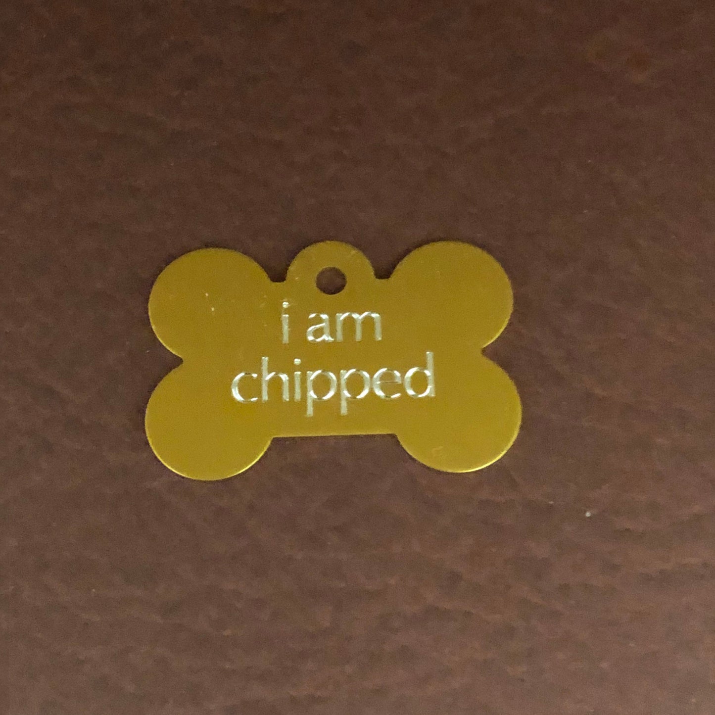 i am chipped, Large Bone Aluminum Tag, Personalized Diamond Engraved, Dog Tag Cat Tag ID Tags For Dog Collars, IACLB