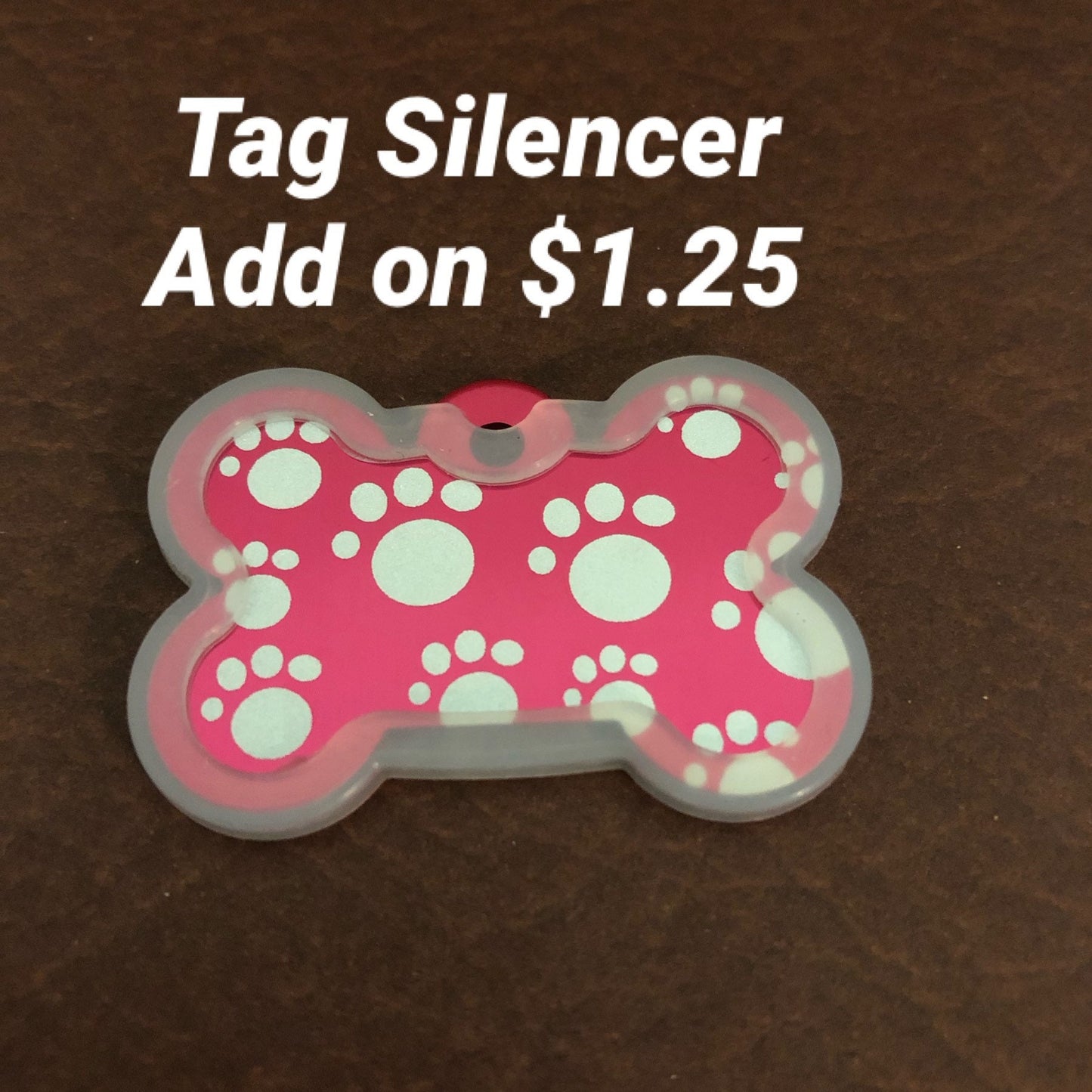 Multi Paw Prints Pattern Design, Large Pink Bone, Personalized Aluminum Tag, Diamond Engraved, Dog Tag, ID Tag, Puppy Tag Tag For Dog Collar