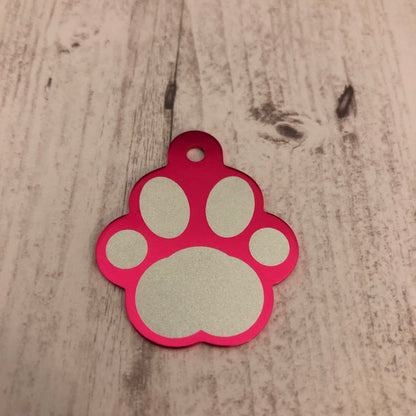 Paw Print Tag, Paw Shaped Tag, Dog, Cat, Puppy, Kitten, Small Animal and Pet Id Tag Personalized Diamond Engraved Aluminum Tags