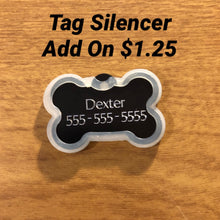 Load image into Gallery viewer, Stars, Large Black Bone Tag, Personalized Aluminum Tag, Diamond Engraved, Dog Tag, Puppy Tag, For Dog Collar, Lost Dog ID, STARSLBB