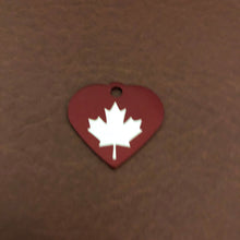 Load image into Gallery viewer, Maple Leaf, Small Red Heart Aluminum Tag, Personalized Diamond Engraved, Pet tag, Cat tag, For Bags, For Backpacks, Dog for Collars. MLSRH