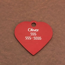 Load image into Gallery viewer, Maple Leaf, Small Red Heart Aluminum Tag, Personalized Diamond Engraved, Pet tag, Cat tag, For Bags, For Backpacks, Dog for Collars. MLSRH