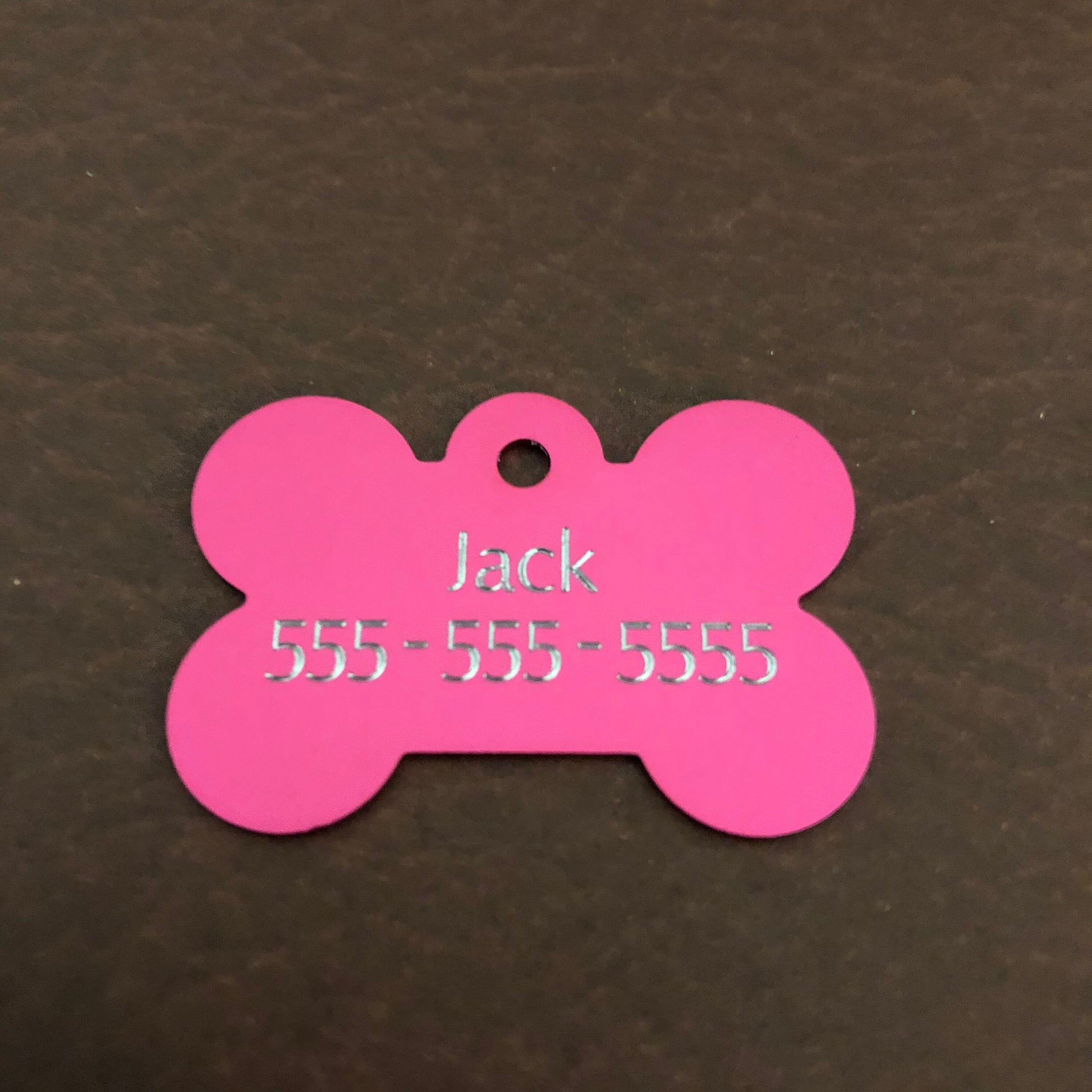 Princess Crown Large Pink Bone Personalized Aluminum Tag Diamond Engraved Dog Tag, ID Tag, Small Animal Tag, Human ID Tag, Puppy Tag, PCLPB