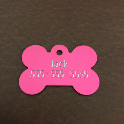 Princess Crown Large Pink Bone Personalized Aluminum Tag Diamond Engraved Dog Tag, ID Tag, Small Animal Tag, Human ID Tag, Puppy Tag, PCLPB