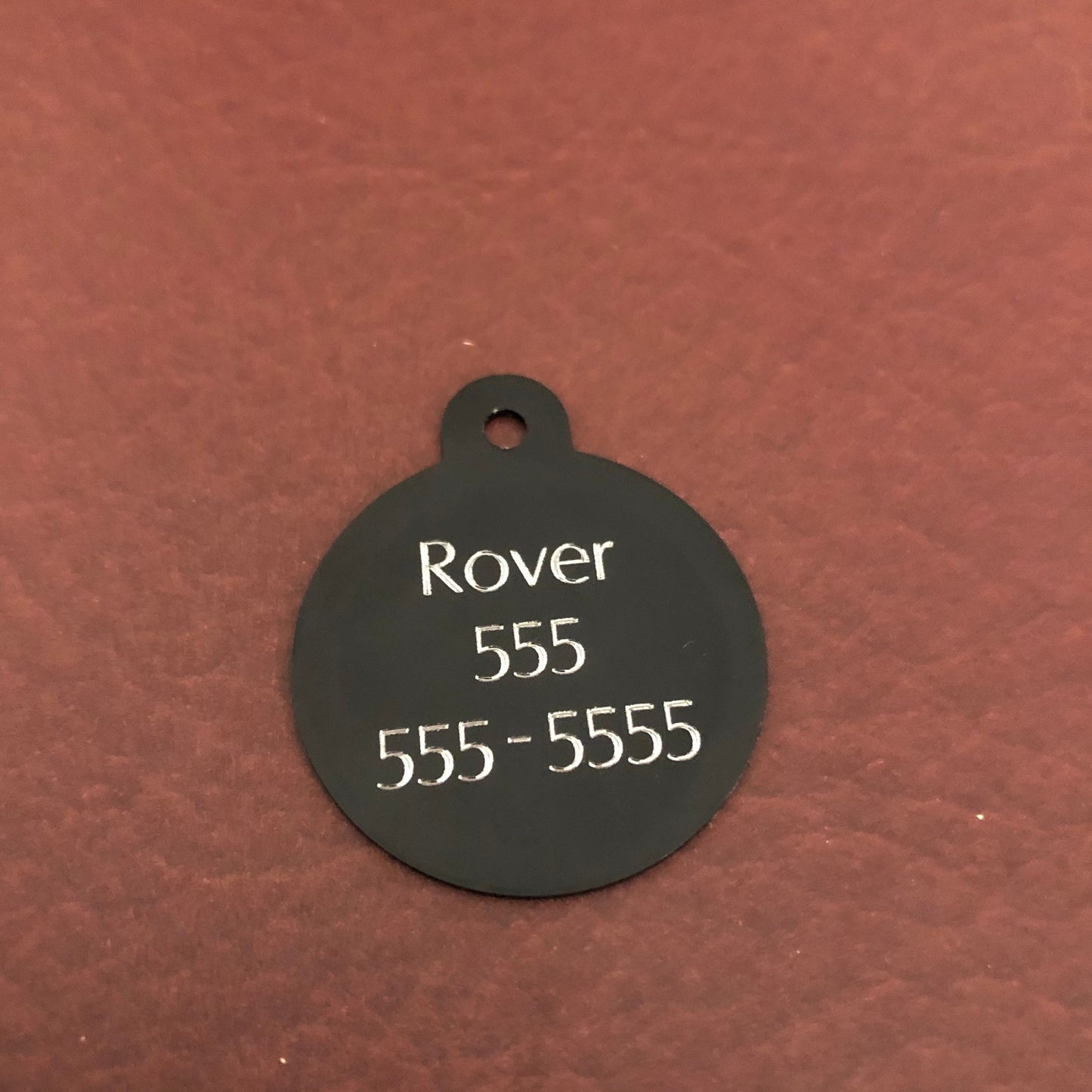 Baseball, Large Black Circle Tag, Personalized Aluminum Tag, Diamond Engraved, Dog Tag Cat Tag, ID Tag, For Dog Collar, Lost Dogs, BBLBCT2