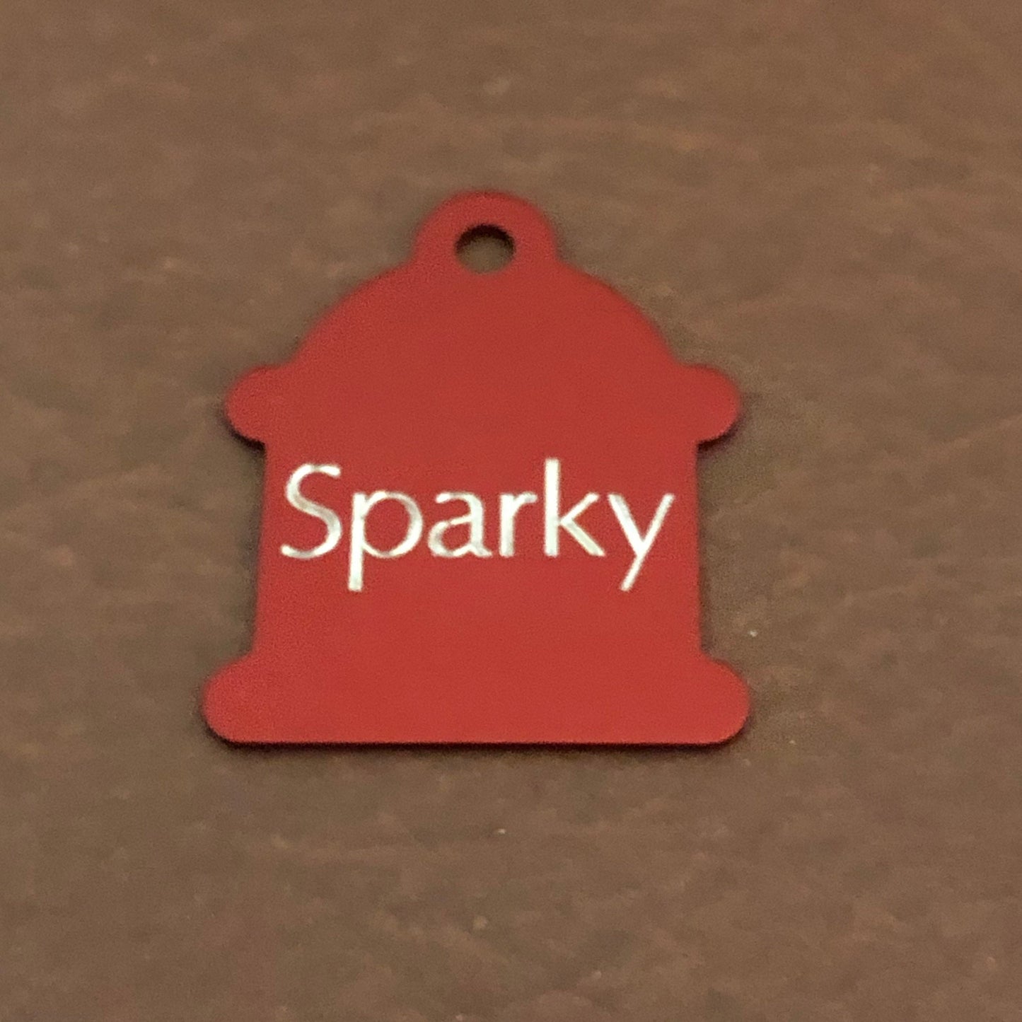 Large Fire Hydrant Aluminum Tag Personalized Diamond Engraved Available in Gold Or Red Puppy Tag Cat Tag Dog Tag ID Tags Pet Tags