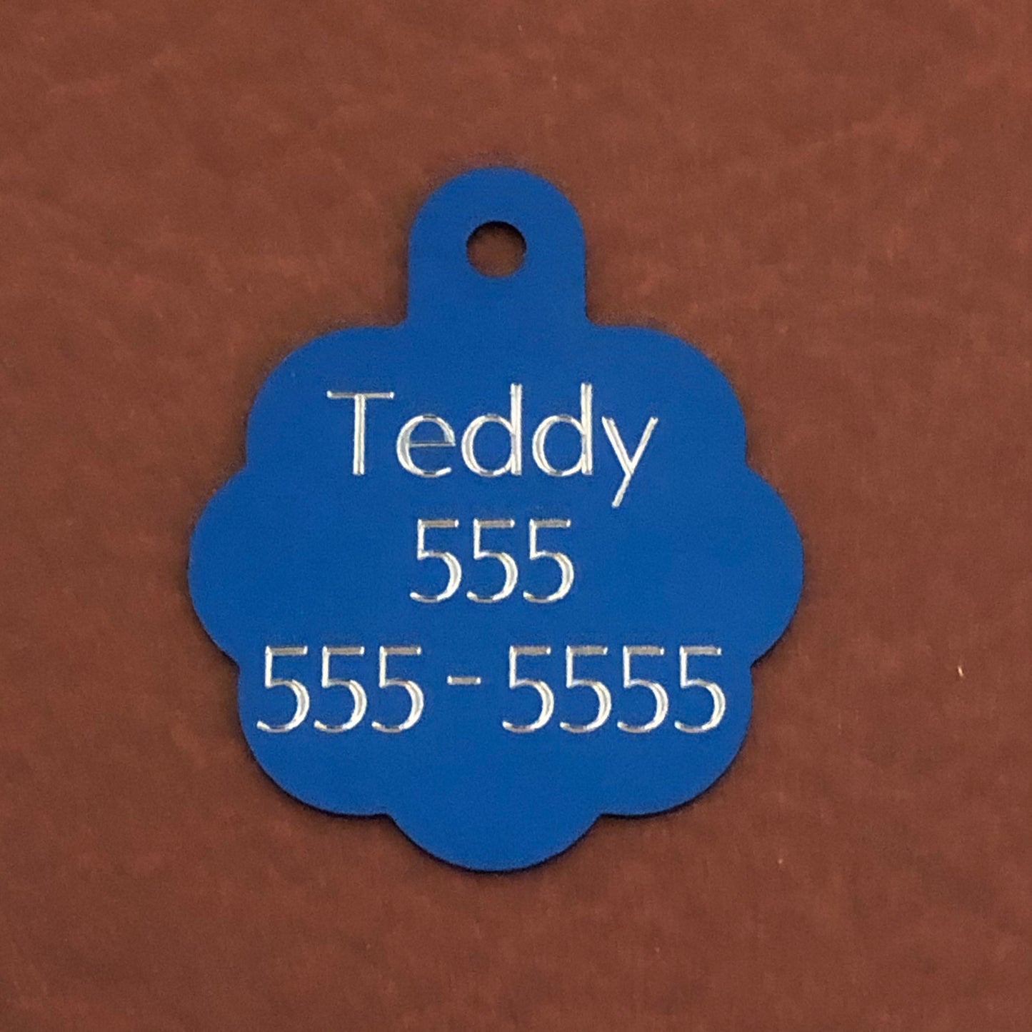 Poodle Dog, Large Blue Rosette Tag, Personalized Aluminum Tag, Diamond Engraved, For Dog Cat Tag ID Tag Kitty Tag Puppy Tag CAFALBRT