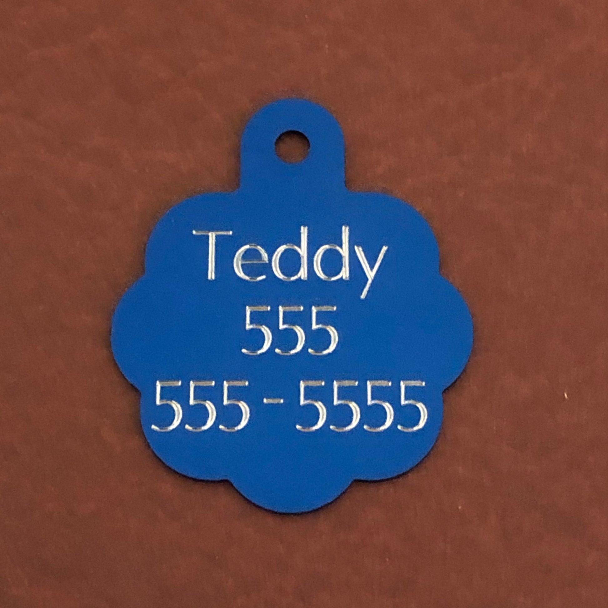 Poodle Dog, Large Blue Rosette Tag, Personalized Aluminum Tag, Diamond Engraved, For Dog Cat Tag ID Tag Kitty Tag Puppy Tag CAFALBRT