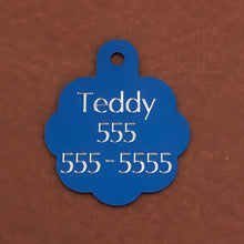 Load image into Gallery viewer, Frog, Toad, Amphibians Large Blue Rosette Tag, Personalized Aluminum Tag, Diamond Engraved, For Dog Cat ID Tag Kitty Tag Puppy Tag CApsALBRT