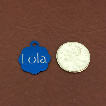 Oh shit I'm lost, Small Blue Rosette Aluminum Tag, Personalized Diamond Engraved, Cat Tags, ID Tags, Dog Tags for car collar for dog collar