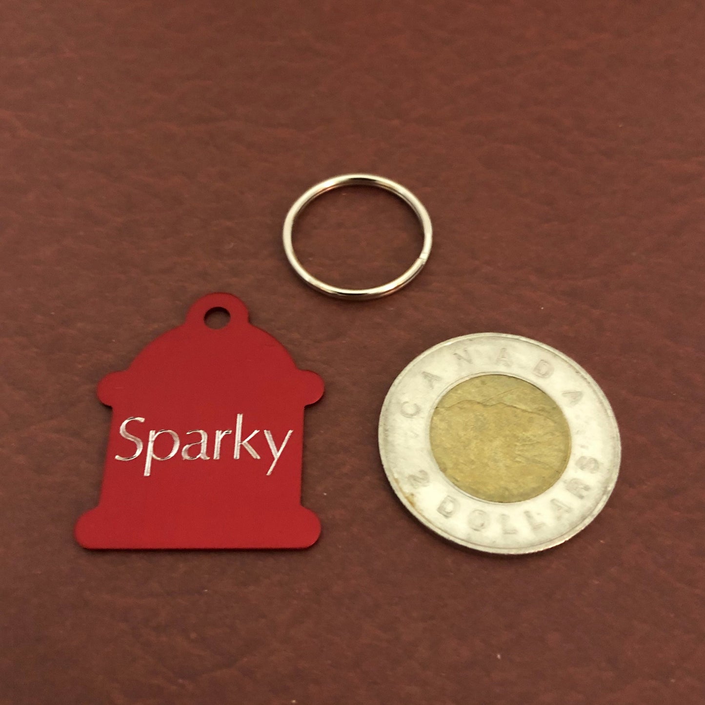 Large Fire Hydrant Aluminum Tag Personalized Diamond Engraved Available in Gold Or Red Puppy Tag Cat Tag Dog Tag ID Tags Pet Tags