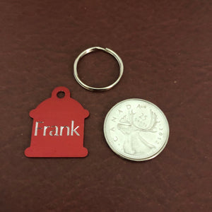 Small Fire Hydrant, Aluminum Tag, Personalized Diamond Engraved Available, in Gold Or Red, Puppy Tag, Cat Tag, Dog Tag, ID Tags, Pet Tags,