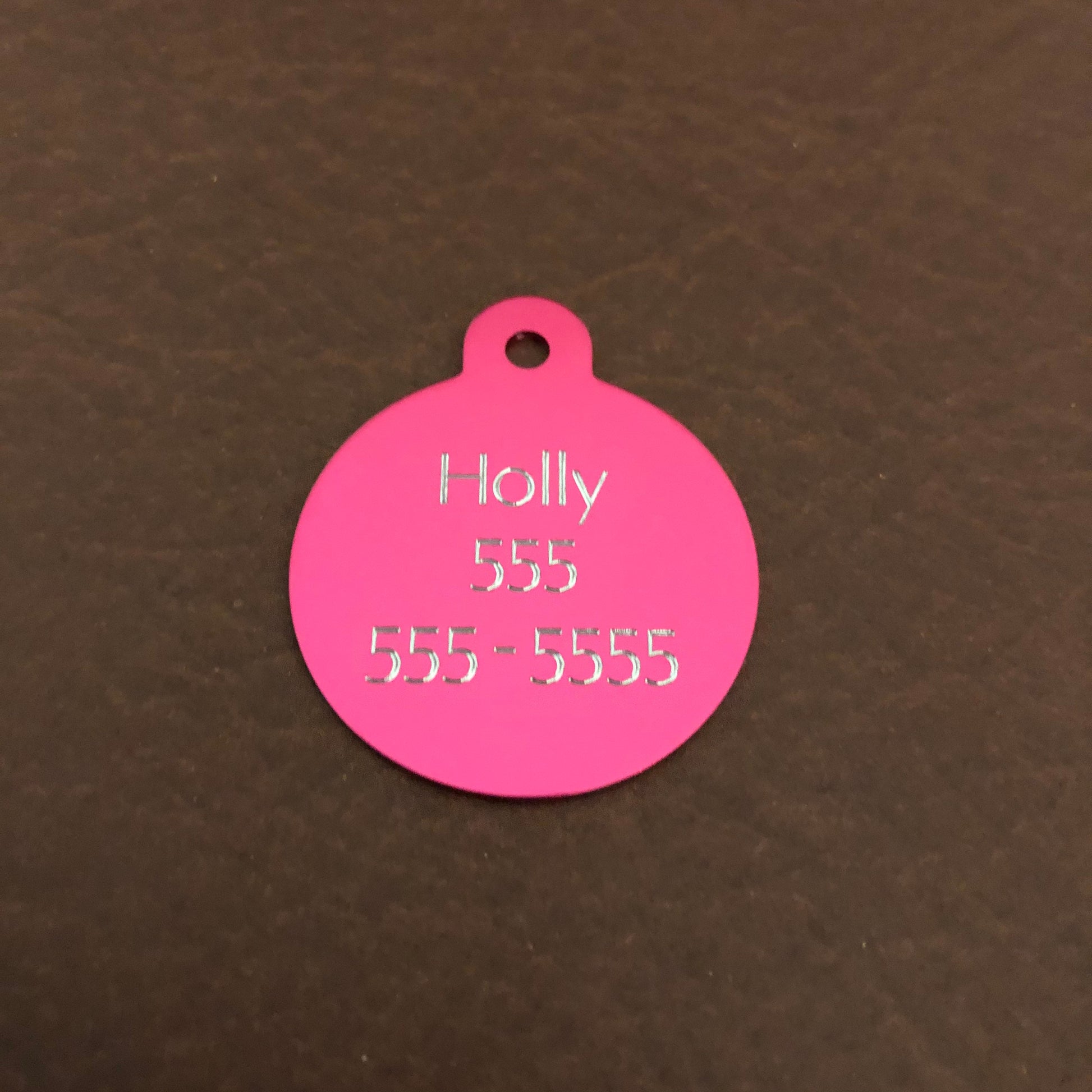 Purebred Princess Large Pink Circle Personalized Aluminum Tag Diamond Engraved Dog Tag Cat Tag Small Animal Tag ID Tag Kitty Puppy PBPILPICT