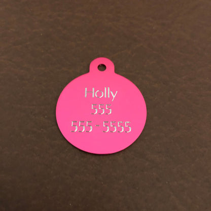 Princess Crown Large Pink Circle Personalized Aluminum Tag Diamond Engraved Dog Tag Cat Tag Small Animal Tag Human ID Tag Kitty Tag Puppy