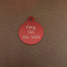 Load image into Gallery viewer, I&#39;m Loved, Large Red Circle, Personalized Aluminum Tag, Diamond Engraved, Id Tag, Dog Tag, Cat Tag, For Cat Collar, For Dog Collar, Lost Pet