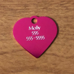 Dog, Small Heart Aluminum Tag Personalized Diamond Engraved Pet Cat Dog Human Personal ID Tag For Bags, Backpacks, Key Chains, Collars. PSHE