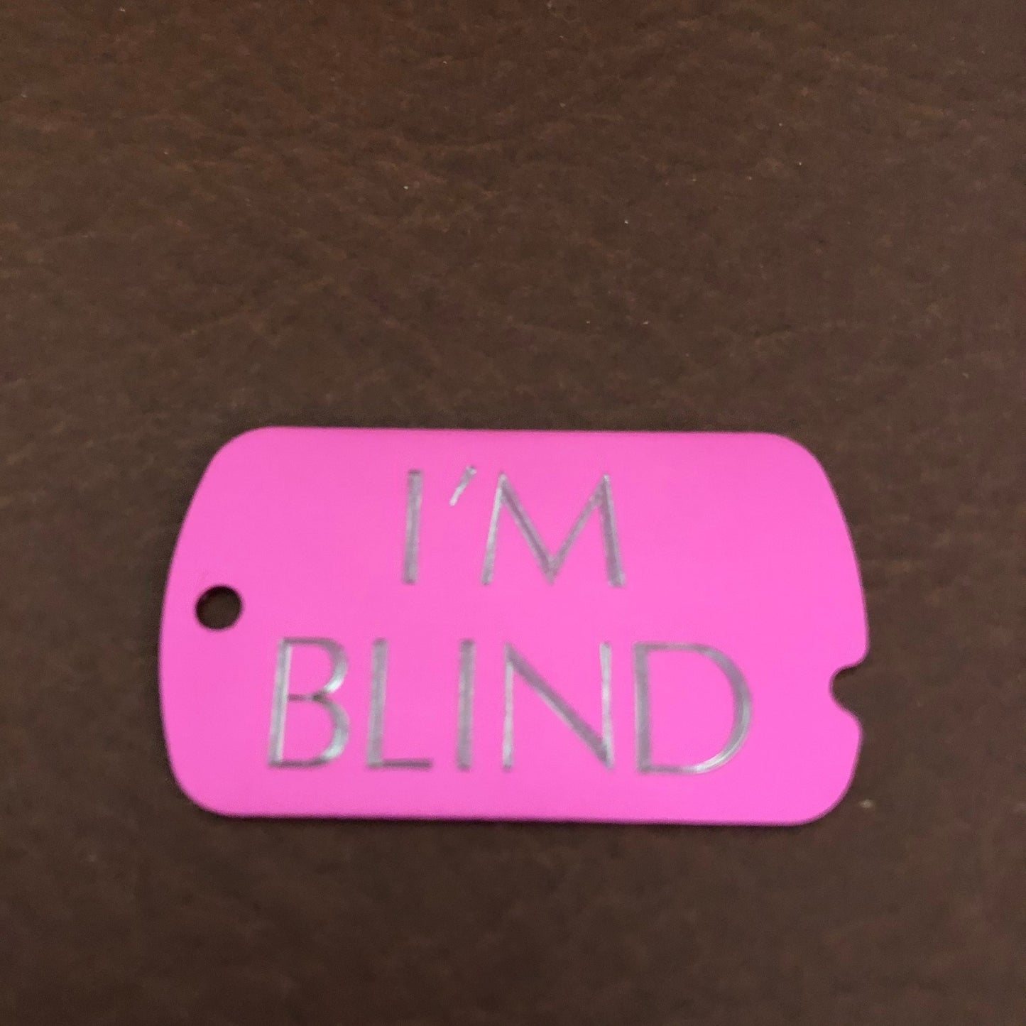 I'M BLIND, Personalized Aluminum ID Tag, Diamond Engraved, Perfect For Carry-on, Backpacks, Equipment Bags, Key Chains Suitcases