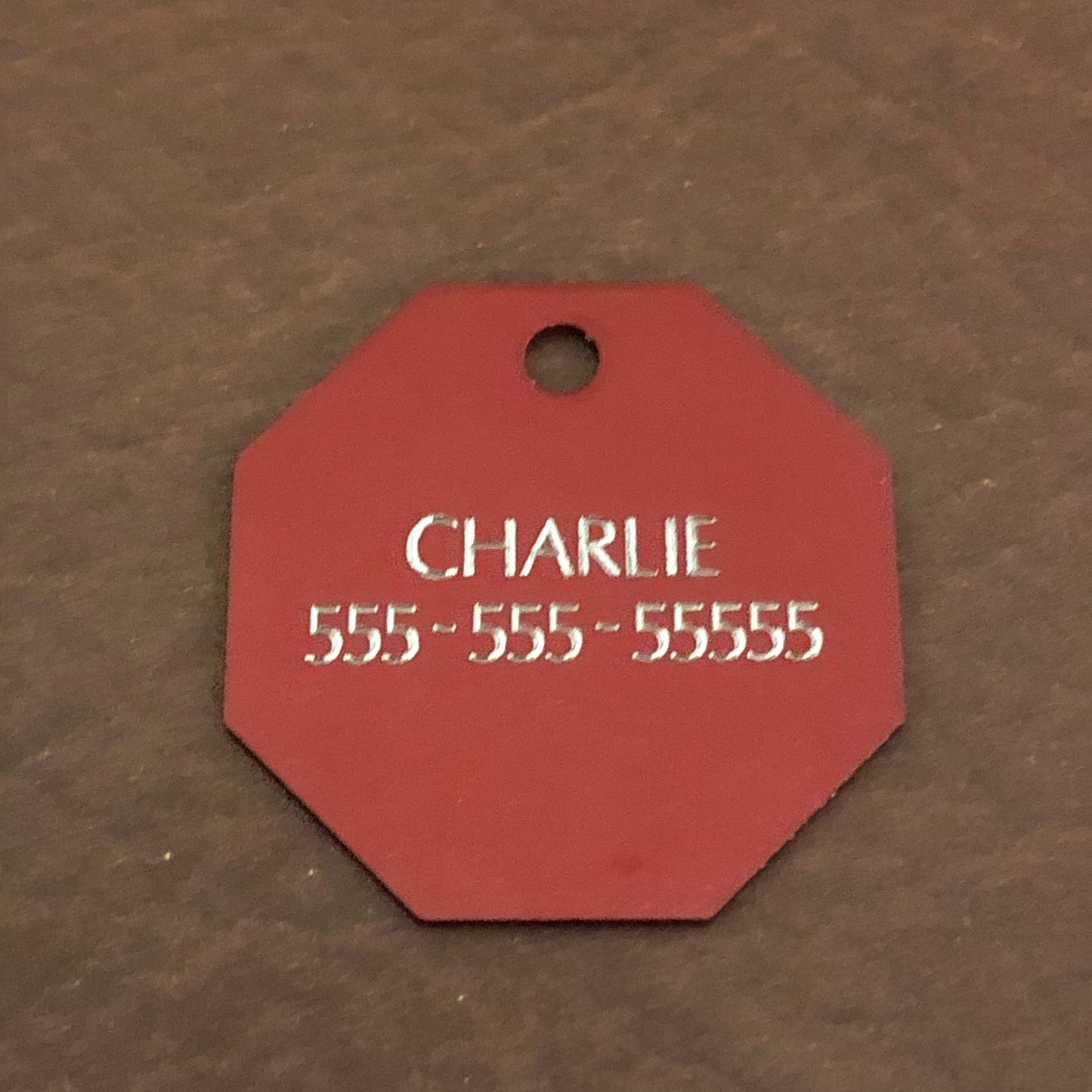 Dog, Large Stop Sign, Personalized Aluminum Tag Diamond Engraved Tag ID For Bags, Key Chains. CADAPLSS