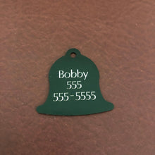 Load image into Gallery viewer, Dog, Green Bell Personalized Aluminum Tag Diamond Engraved Dog Cat Tag ID Tag Kitty Tag Puppy Tag, Collars CAAAPLBT